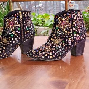 Free People Embellished Suede Bootie 6.5